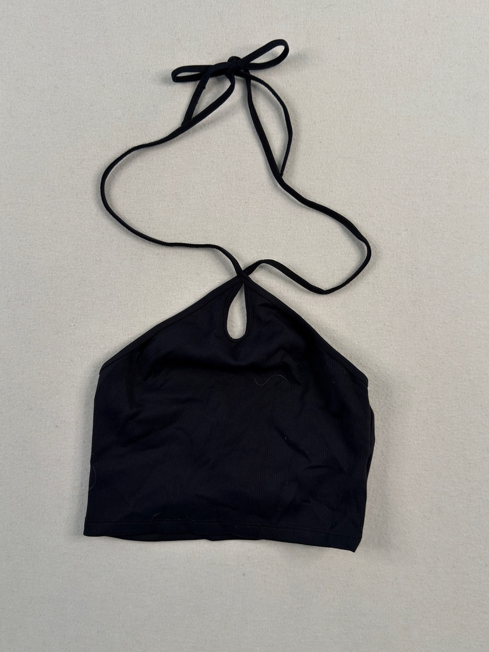 Zara Black Ribbed Halter Crop Top Keyhole Neck Y2K Minimal Size Small